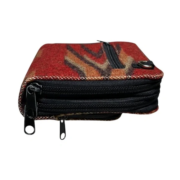 Pendleton Crossbody Southwest Aztec Wool Brown Red Wallet Organizer Clutch